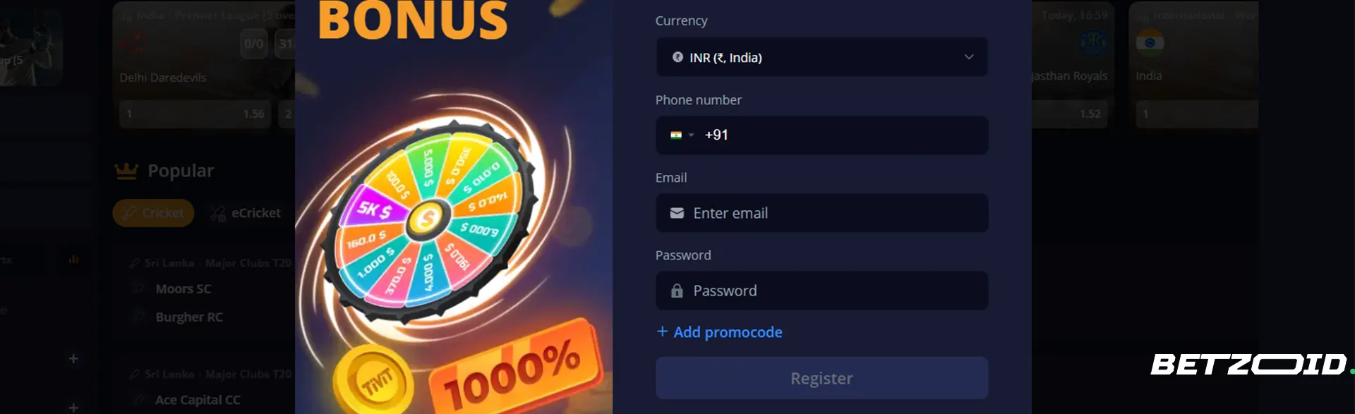 TivitBet registration process.