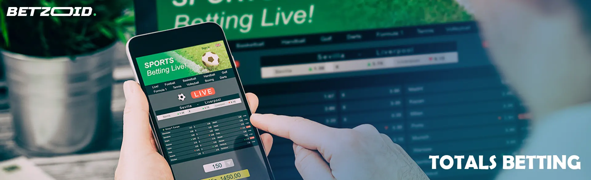 A person makes bets on sports through a smartphone.