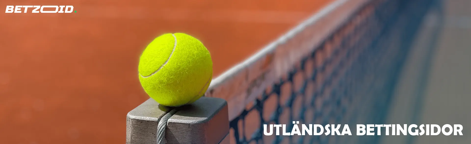 Tennisbollen ligger på kanten av nätet.