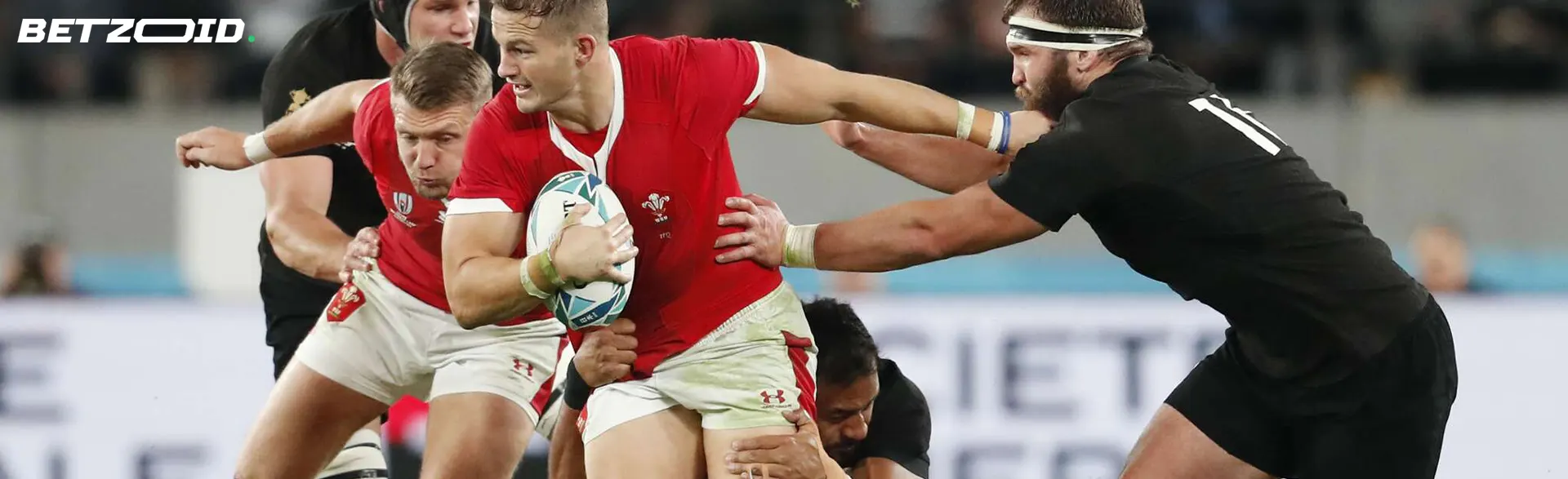Rugby players in action during a match.