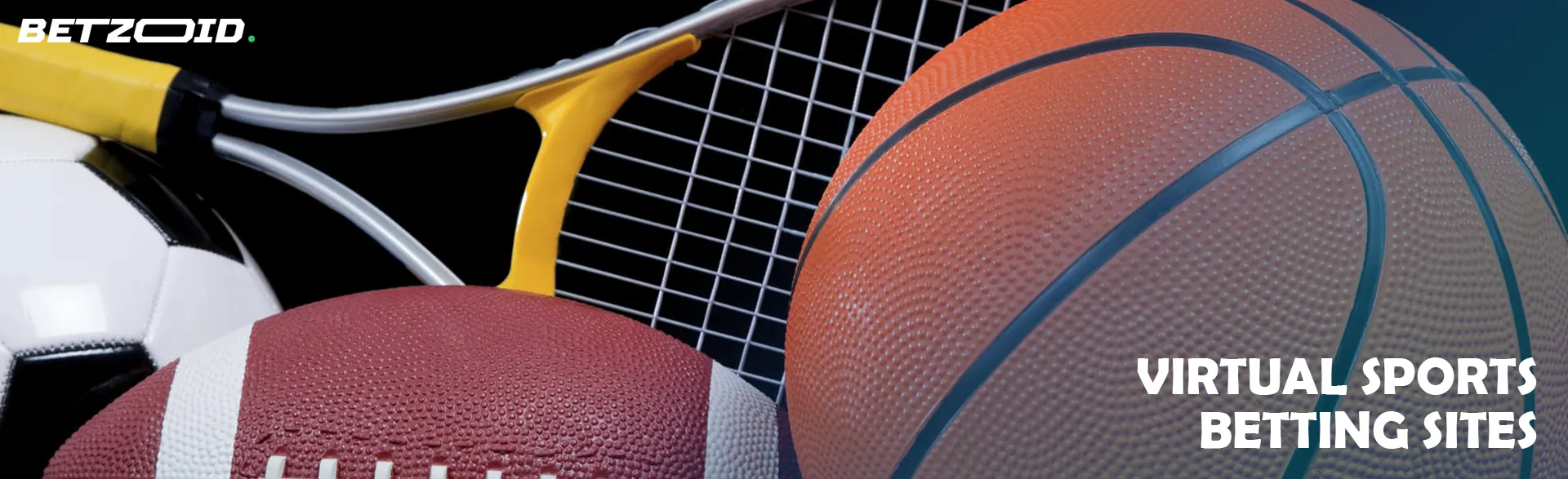 Various sports equipment on a dark background.