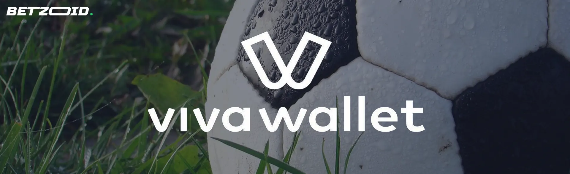 Λογότυπο Viva Wallet σε φόντο μπάλας ποδοσφαίρου.