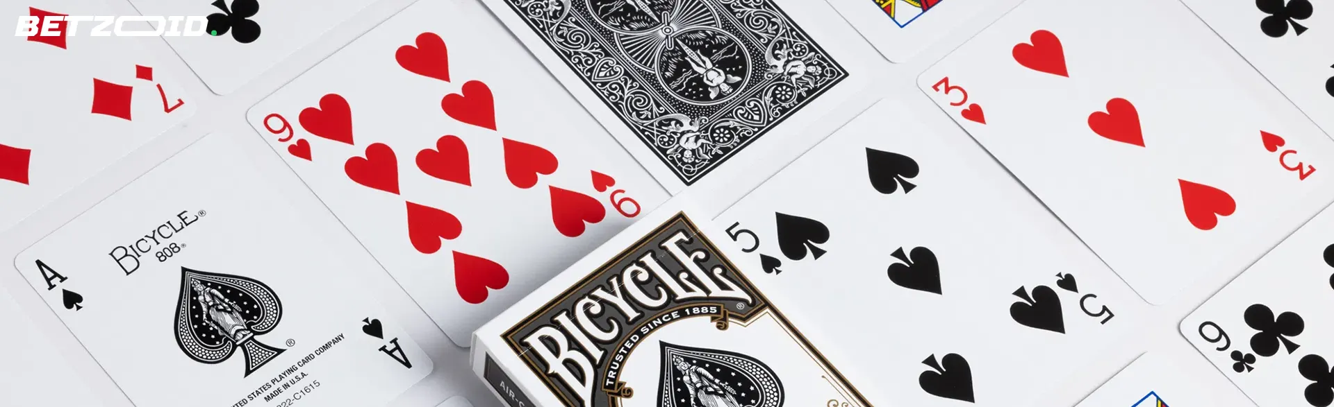 A deck of cards is laid out.