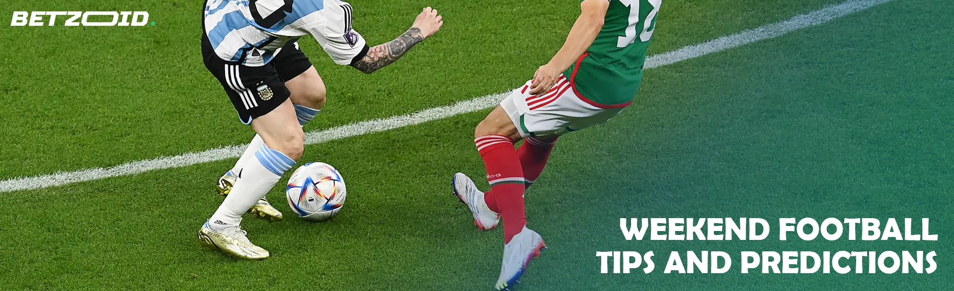 Football players drive the ball in the game.