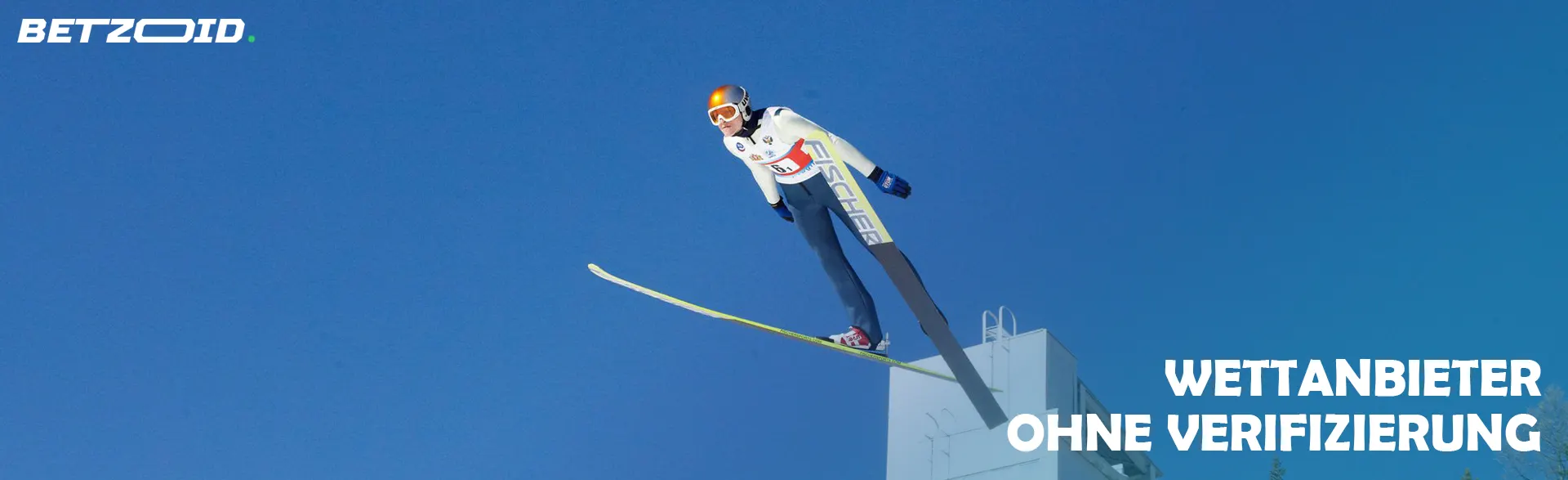 Der Skifahrer sprang von der Schanze.